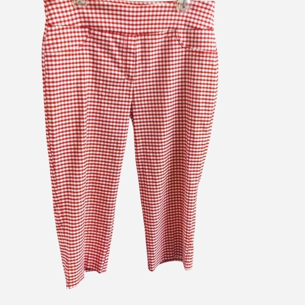 Ruby  Rd.  Red  And  White  Gingham  Plaid  Stretch  Capri  Pants  Size  14